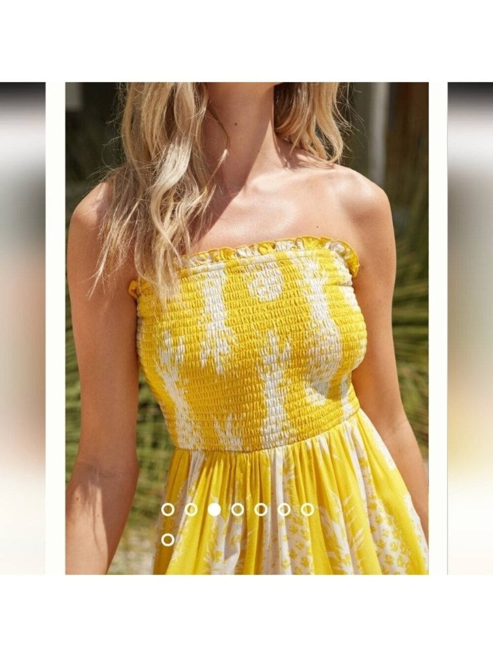 Anthropologie Yellow & White Mini Dress, Pineapple Print removable Straps sz 1x - Picture 8 of 16